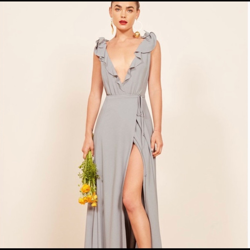 Reformation Peppermint Dress Gray Blue XS